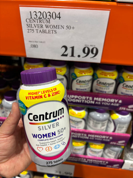 [미국 직배송] 센트럴룸 실버 우먼 50+ 꽉 케어 멀티비타민 (275정)