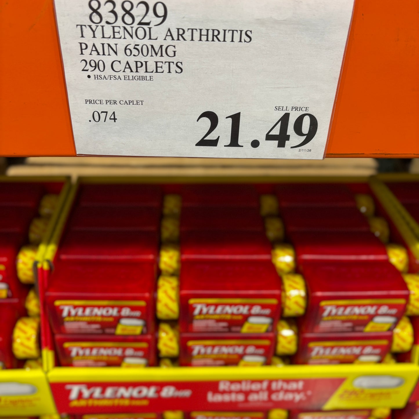 [미국직배송] 타이레놀 8시간 아세트아미노펜 650mg 관절 통증 완화 290정 (얼바인 코스트코 정품)