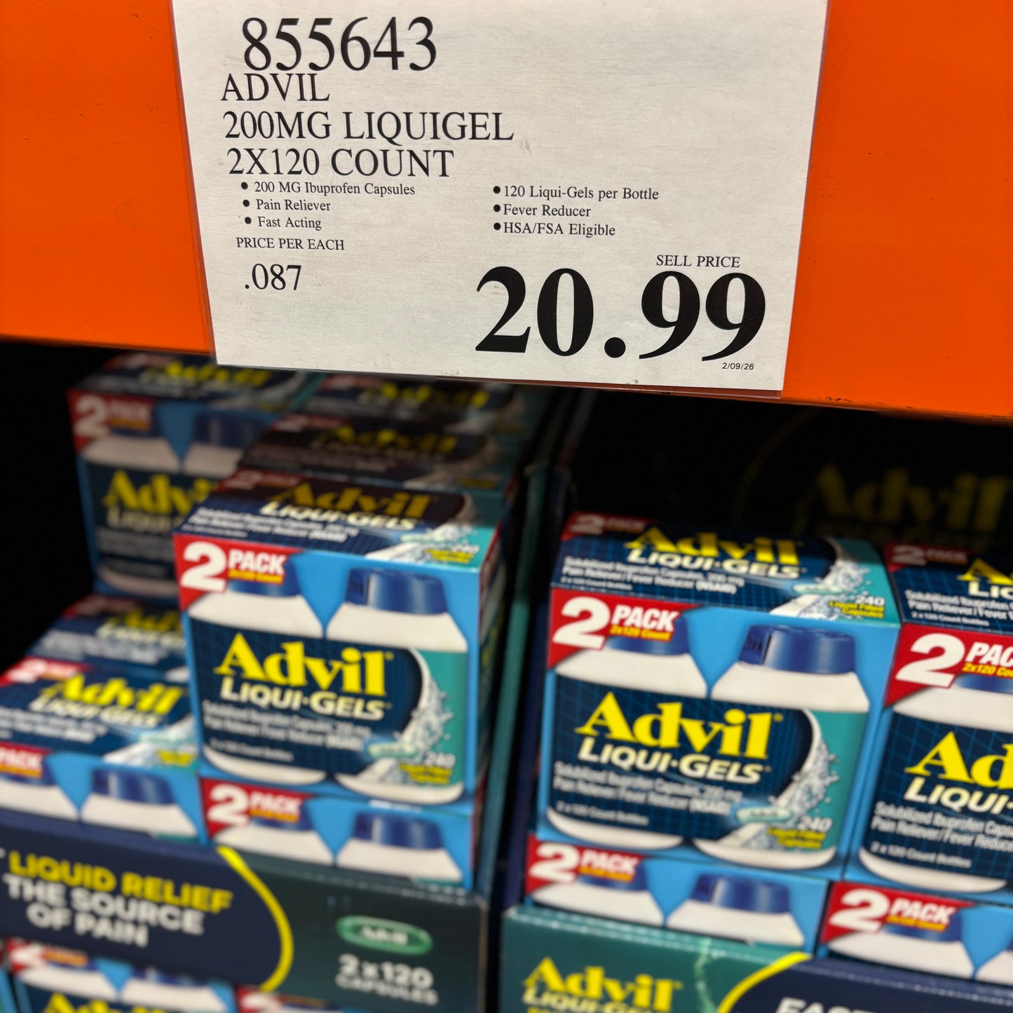 [미국직배송] 애드빌 리퀴겔 액상형 이부프로펜 200mg 빠른 통증 완화 240정 (얼바인 코스트코 정품)