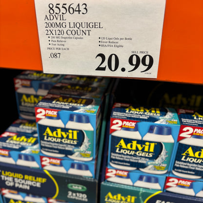 [미국직배송] 애드빌 리퀴겔 액상형 이부프로펜 200mg 빠른 통증 완화 240정 (얼바인 코스트코 정품)