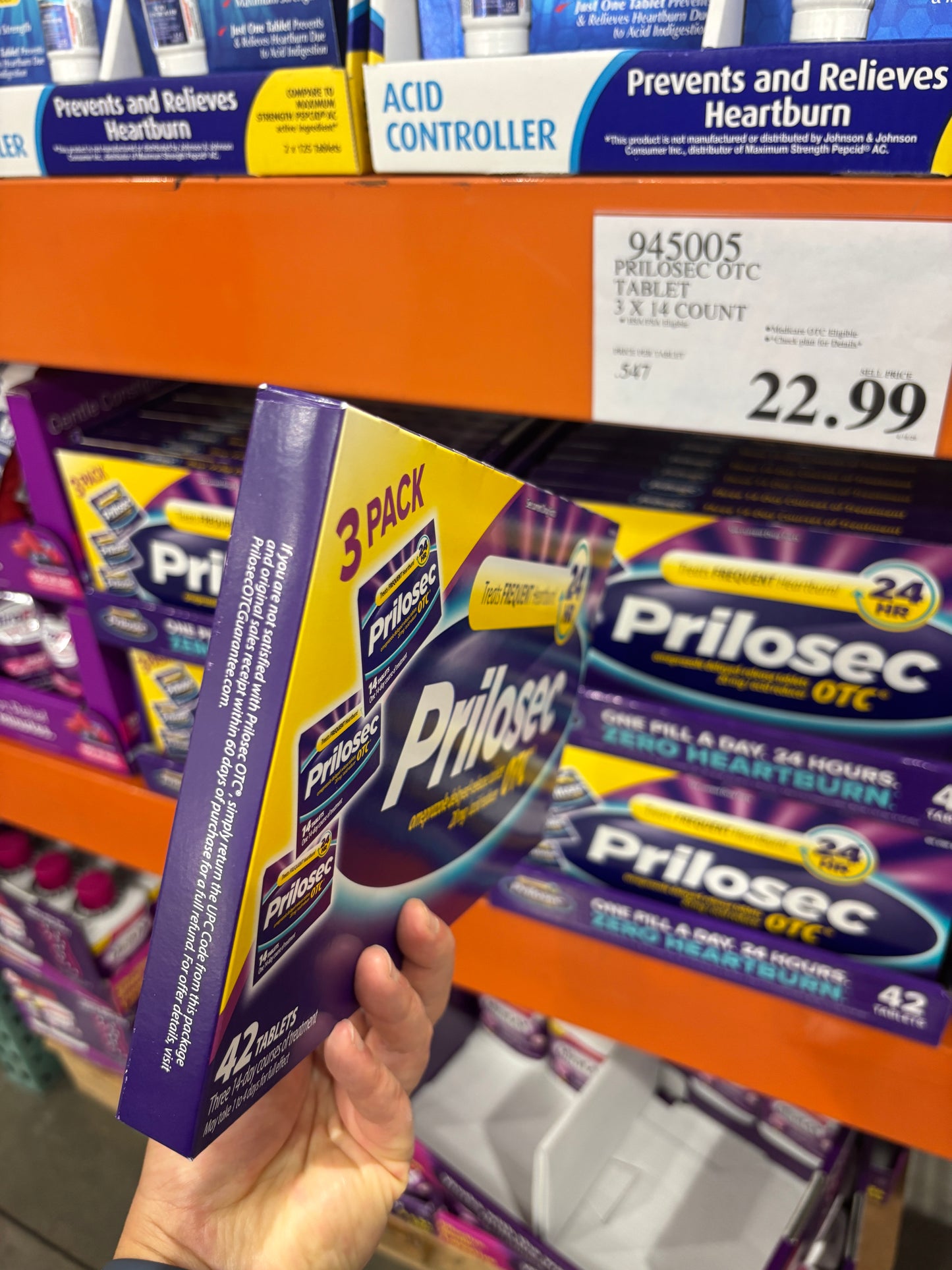 [프릴로섹] Prilosec OTC 24시간 속쓰림 완화제 42정 (14정 x 3팩) - 미국 코스트코 정품 | 얼바인픽