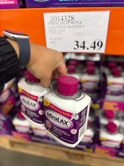 [미라락스] MiraLAX 변비 완화제 무향 가루타입 68회분 (20.4oz x 2팩) - 미국 코스트코 정품 | 얼바인픽