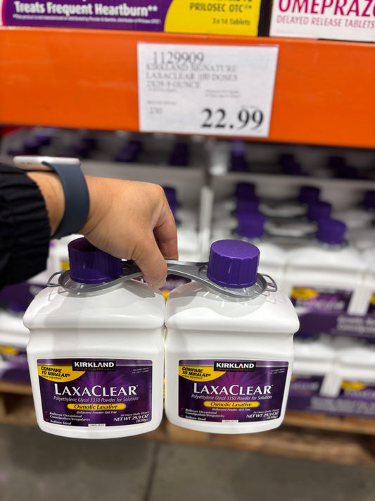 [커클랜드] 락사클리어 LaxaClear 변비 완화제 100회분 (29.9oz x 2팩) - 미라락스 동일성분 가성비 끝판왕 | 얼바인픽