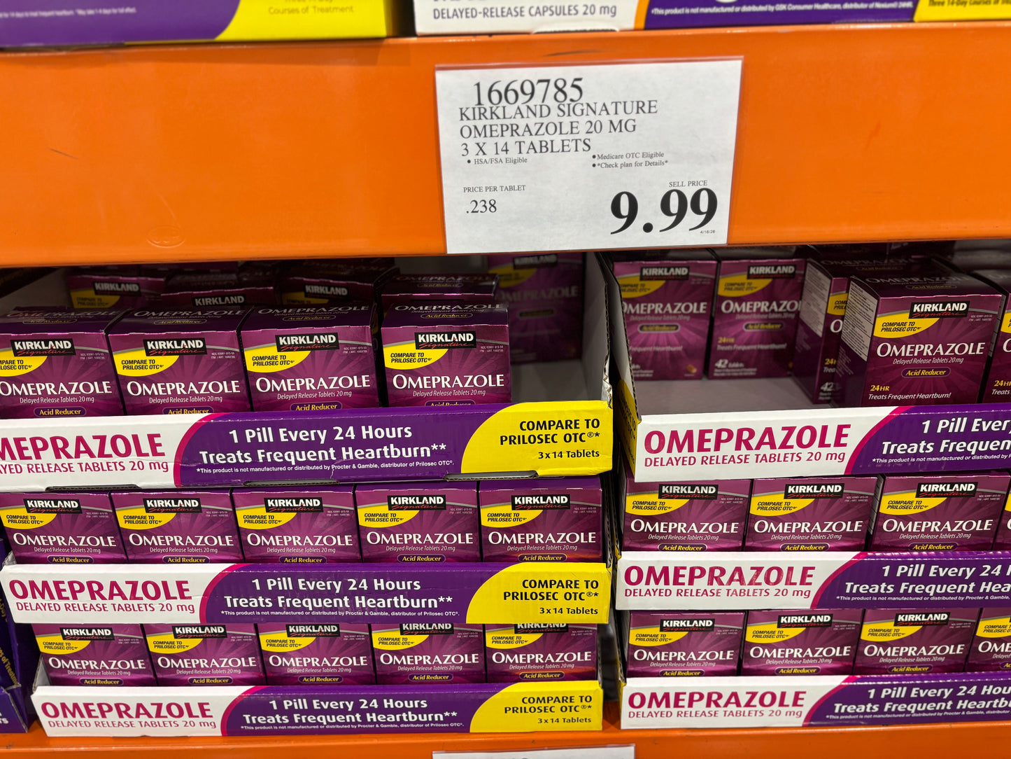 [커클랜드] 오메프라졸 Omeprazole 20mg 42정 (14정 x 3팩) - 프릴로섹 동일성분 가성비 위산조절제 | 얼바인픽